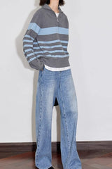 Color Block Striped Knit Sweater