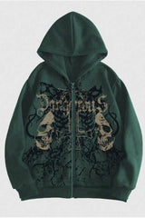Retro Street Graphic Zip Hoodie