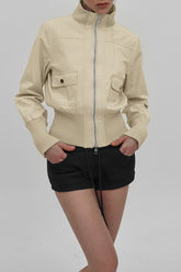 Street Style Stand Collar Cargo Jacket