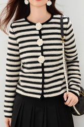 Floral Stripe Cropped Cardigan