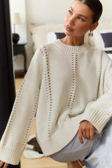 Casual Lace Knit Pullover Sweater
