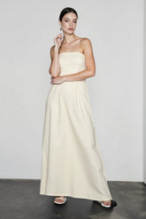 Linen Strapless High Waist Vacation Dress