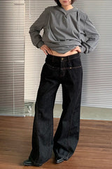 High Waist Straight Leg Denim Jeans