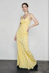 Floral Print Cami Mermaid Hem Maxi Vacation Dress