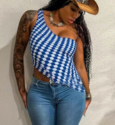 Sexy One Shoulder Asymmetrical Geometric Y2K Cami Top