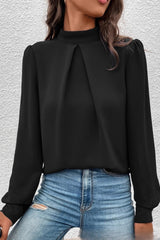 Chic Design Long Sleeve Solid Autumn Elegant Blouse