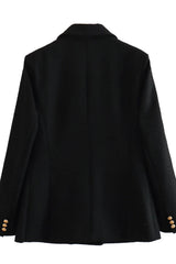 Textured Double-Breasted Mid-Length Blazer