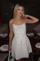 Elegant Slim Rhinestone Strapless Waist Bandage Cocktail Dress