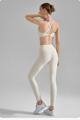 Seamless Cross Back Bra Sculpting Pants Activewear Set