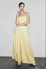 Strapless Smocked Ruched A Line Vacation Set