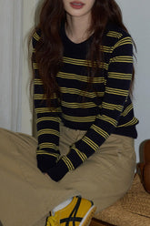 Relaxed Fit Striped Knit Top