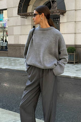 Solid Knit Crew Neck Sweater