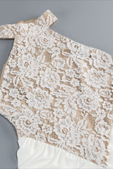 Halter Neck Backless Lace Prom Dress