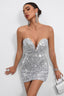 Deep V Strapless Sequin Bodycon Graduation Party Dress