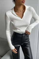 Elegant Polo Neck Knit Sweater
