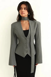 Scarf Collar Commuter Blazer