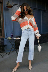 Colorblock V Neck Knit Sweater