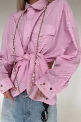 Back Stripe Button Detail Blouse