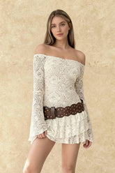 Elegant Boho Bell Sleeve Lace Dress