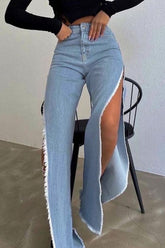 High Slit Street Style Jeans