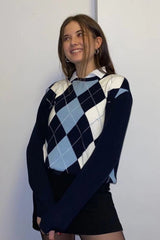 Preppy Slim Fit Knit Crop Sweater