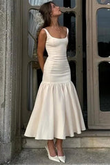 Slim Fit Patchwork A-Line Maxi Dress