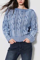 Vintage Cable Knit Off-Shoulder Sweater