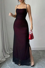 Vacation Mesh A-Line Maxi Dress