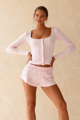 Vintage O-neck Buttons Up T-shirts Tops Ruffles Shorts Suits