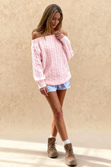 Solid Off Shoulder Pullover Sweater