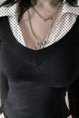 Colorblock Faux Layered Long Sleeve Top