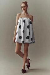 Sexy Polka Dot Strapless Bodycon Mini Dress
