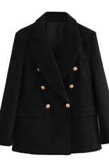 Textured Double-Breasted Mid-Length Blazer
