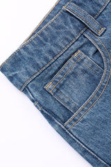 Metal Hole Hollow Out Straight Jeans