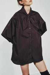 Chic Poplin Scarf Detail Blouse