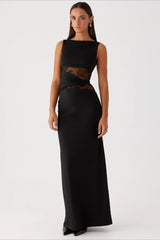 Sexy Cut Out Lace Panel Sleeveless Bodycon Dress