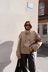 Stand Collar Loose Fit Casual Jacket