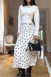 Long Sleeve Top Polka Dot Skirt Set