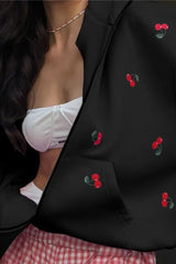 Cherry Print Zip Up Hoodie