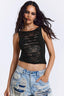 Sexy Lace Panel Sleeveless Fitted Crop Top