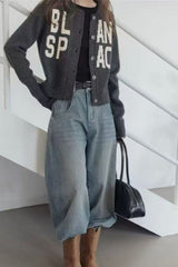 Loose Fit Letter Embroidery Sweater