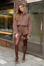 Vintage Houndstooth Zip Jacket and Shorts Two Piece Set