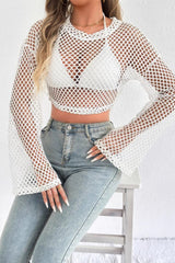 Crochet Bell Sleeve Crop Sweater