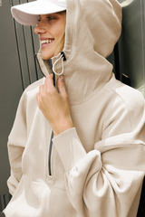 Trendy Athletic Zip Drawstring Long Sleeve Hoodie