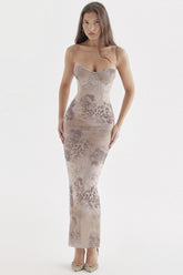 Elegant Strapless Ruched Floral Dress
