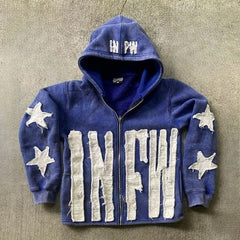 Vintage Patchwork Graphic Print Hoodie