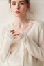Lace Trim V Neck Cashmere Cardigan