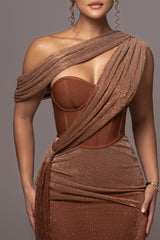 Sexy Strapless Backless Mesh Ribbon Bodycon Formal Dress