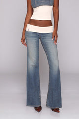 Y2K Elastic Low Rise Flare Jeans