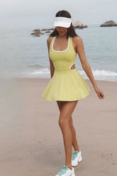 Athletic One Piece Mock Shorts Activewear Set